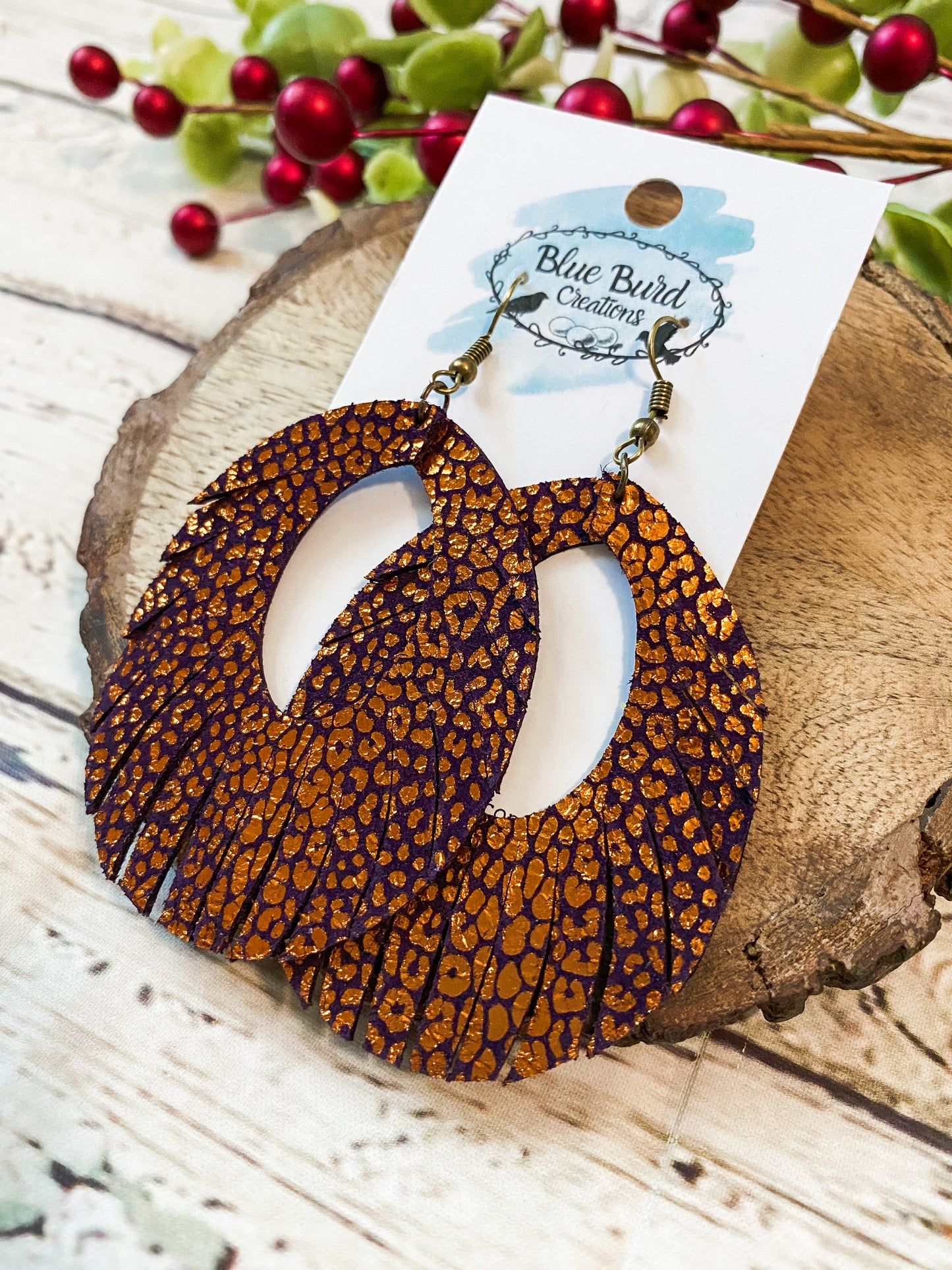 Metallic Orange on Purple Fringed Oval