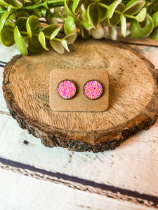 Pink Lemonade Glitter Studs