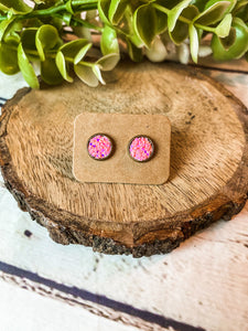 Pink Lemonade Glitter Studs