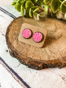 Pink Lemonade Glitter Studs